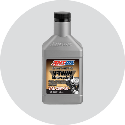 AMSOIL 20W-50 100% Synthetic V-Twin Motorcycle Oil Quart Bottle