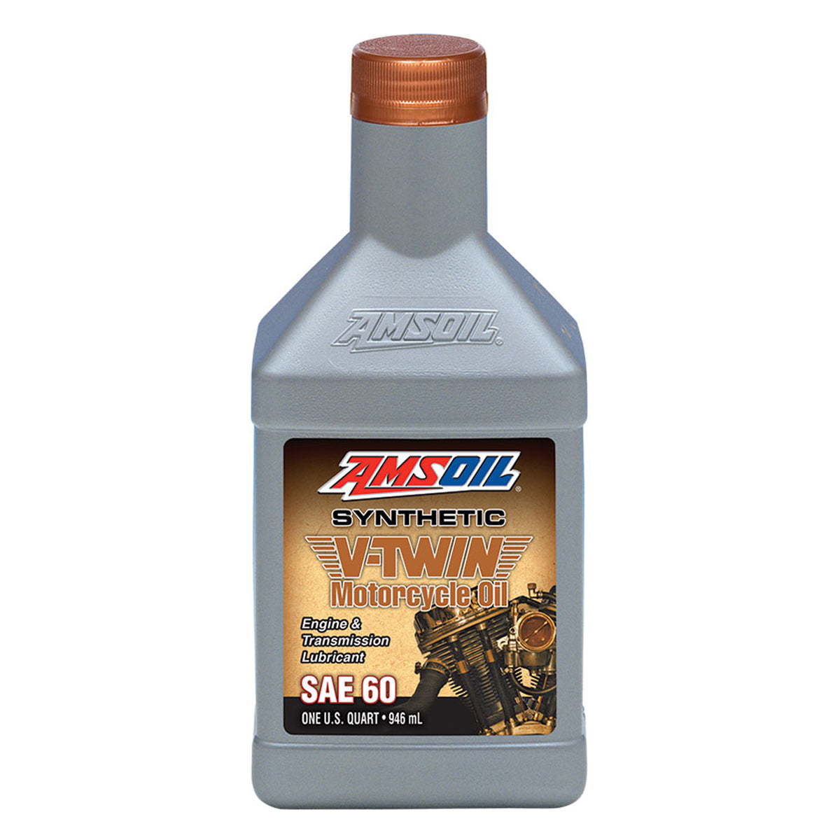 AMSOIL SAE 60 100% Synthetic V-Twin Motorcycle Oil Quart Bottle