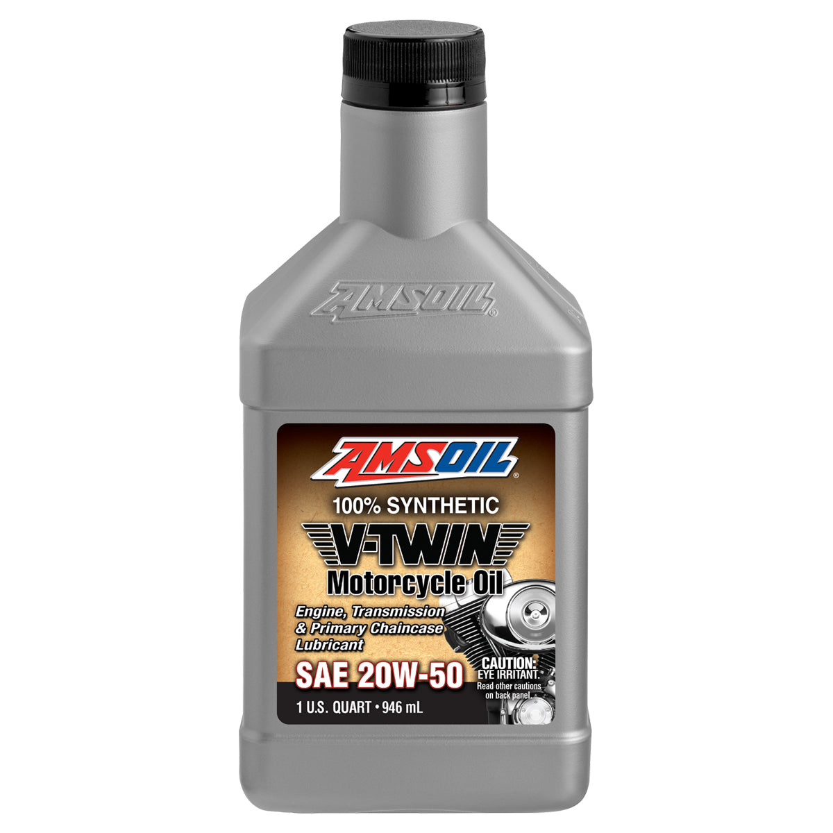 AMSOIL 20W-50 100% Synthetic V-Twin Motorcycle Oil Quart Bottle